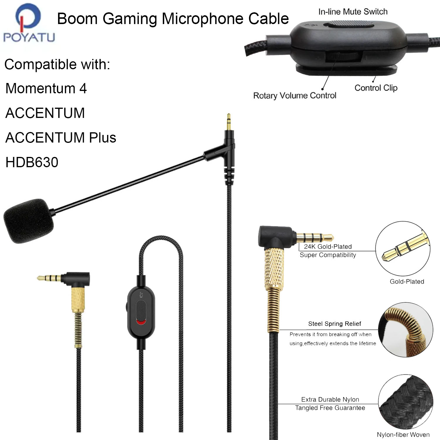 Boom Mic Headphone Cable for S - Sennheiser Headphone Momentum 4 评论和价格